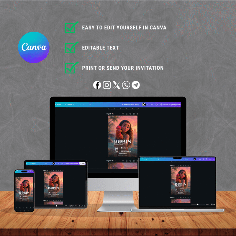 Thumb 2 Moana Birthday Party Invitation | Editable & Printable | Ocean and Island Adventure Theme