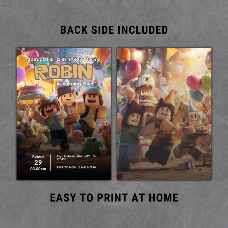 ROBLOX V2 Birthday Party Invitation | Editable & Printable | Canva Template | Instan Download