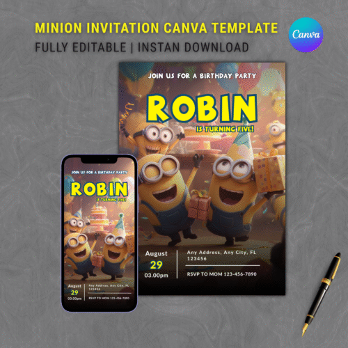 Thumb 1 Minions Birthday Invitation | Editable & Printable | Canva Template | Instan Download
